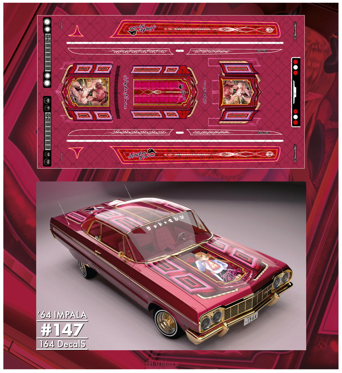 64 IMPALA LOWRIDER Waterslide Decals 1/64 CUSTOM Compatible for Hw
