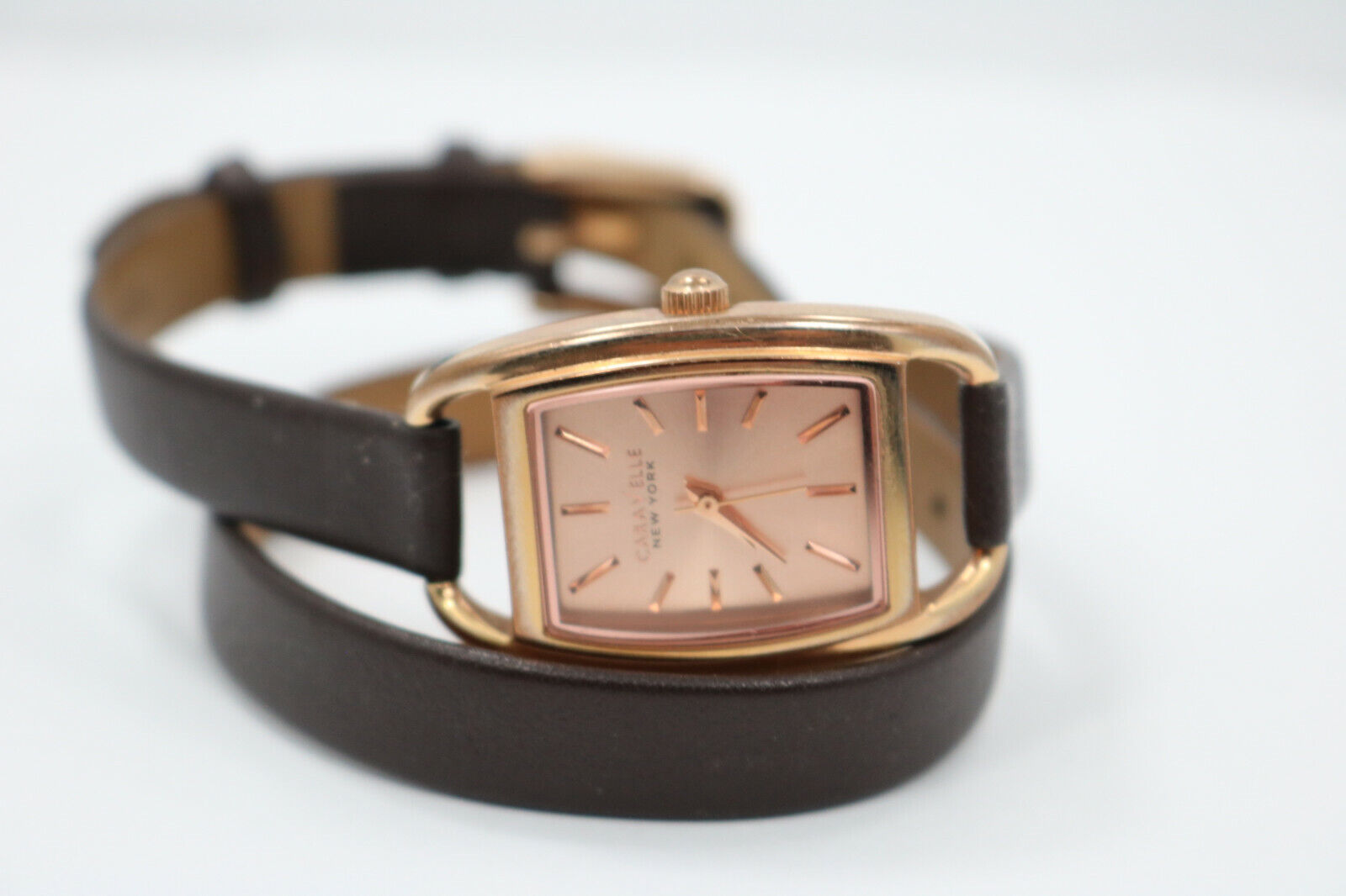 Caravelle by Bulova Women's Watch Rose Gold Brown Leather Wrap Around Strap