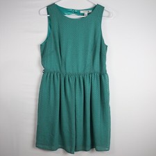 Blue Forever 21 Dress Size Large Mini Florals Zip up High Neck Modest