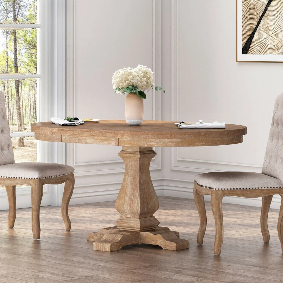 Carrick Rustic Wood Expandable Oval Dining Table - Image 3 of 4