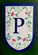 Plow & Hearth Monogram P Flag Banner Applique Flowers Vines Hummingbirds 24 x 44