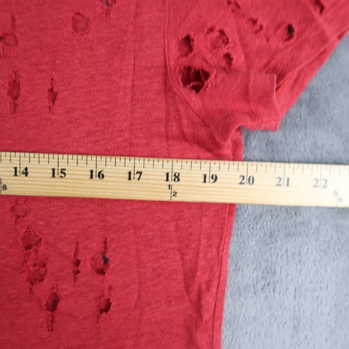 IRO Women's Round Neck Short Sleeves Distressed Basic T-Shirt Red Size S Small - Picture 7 of 10