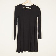 Madewell Long Sleeve Shirt Shift Jersey Knit Dress Black Womens Sz XS