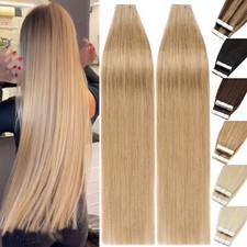 10-40pcs Tape In 100 Real Human Remy Hair Extensions Skin Weft Full Head Blonde