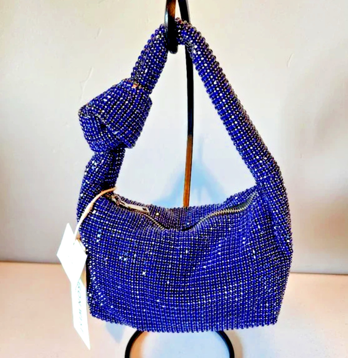 Bolso sin asas de diamantes de imitación hobo bolso de mano boda noche bolso cristal nudo brillante