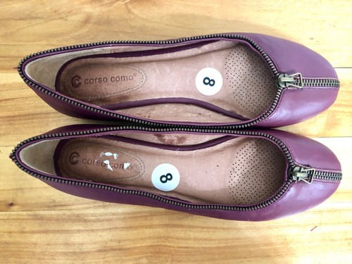 Corso Como Round Toe Ballet Flats Burgundy Leather Slip On Women's Shoes 8 M - Picture 9 of 12