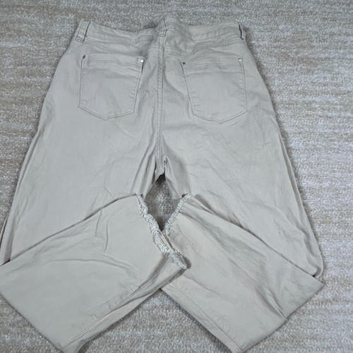 Bandolino Pants Womens 16 Beige Cotton Stretch Raw Hem Straight Casual Millie - Picture 10 of 11