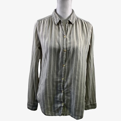 Isabella Sinclair Anthropologie Altay Ivory Stripes Back Lace Buttoned Shirt XS