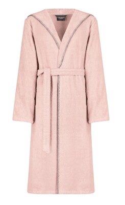 Cawö langer Bademantel 6219 für Damen mit Kapuze, Größe S, Farbe Puder