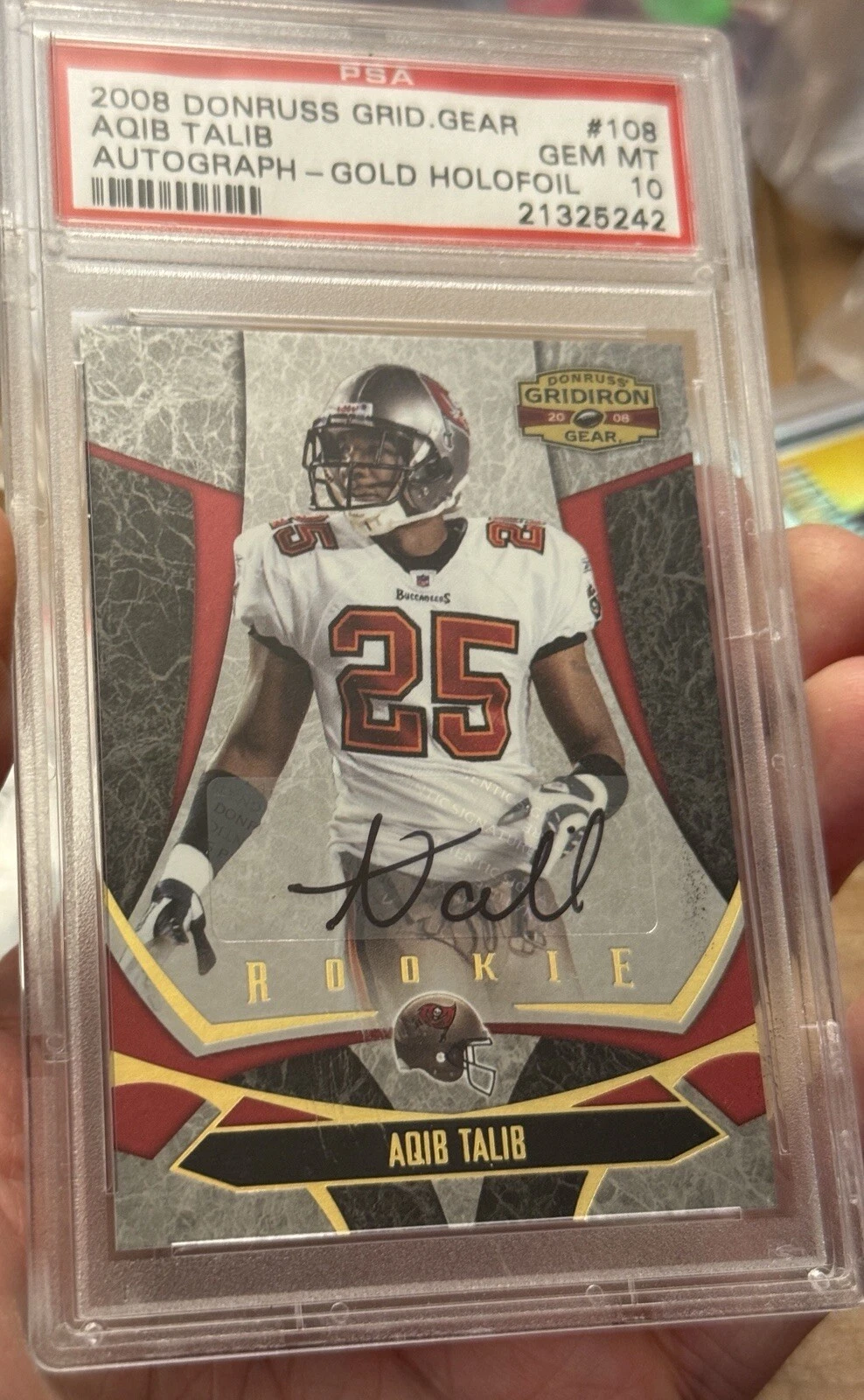 Aqib Talib Donruss Gridiron Gear #108 Autograph-Gold Holofoil