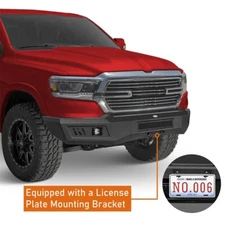 FIT RAM 1500 2019-2024 OFF-ROAD STEEL FRONT BUMPER REPLACEMENT W/LED LIGHTS