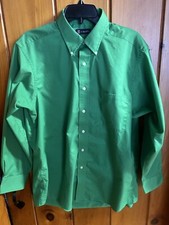 Chaps Mens Classic Fit Twill LS Button Down Solid Green Dress Shirt 16-16.5-32/3