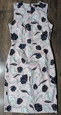 Banana Republic Women's Classic Sheath Dress Floral Print Size 4 Soft Pink B&W