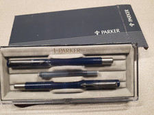 Edles PARKER Schreibset Patronen-Füller u. Rollerball blau im Original-Etui, neu