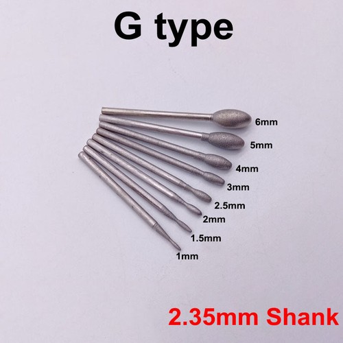 Diamond Grinding Bits Rotary Tools Carving Jewelry 2.35mm Shank Head Dia 1mm-6mm - Picture 11 of 13