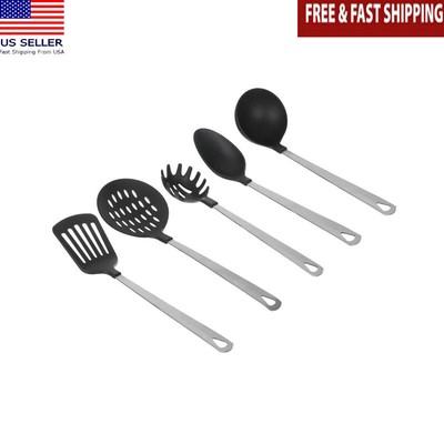 Stainless Steel Nylon Kitchen Tool Set Spoon Spatula Ladle Pasta Server Skimmer