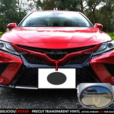 For Camry 2018-2024 Dark Smoke PreCut Tint Overlay Front Emblem Decal ppf Vinyl