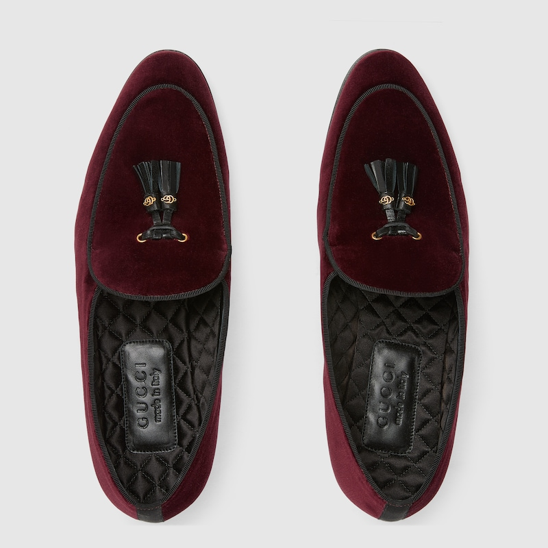 Gucci Burgundy Velvet Tassel Loafers UK 10 US 10.5 RRP £790 16666G