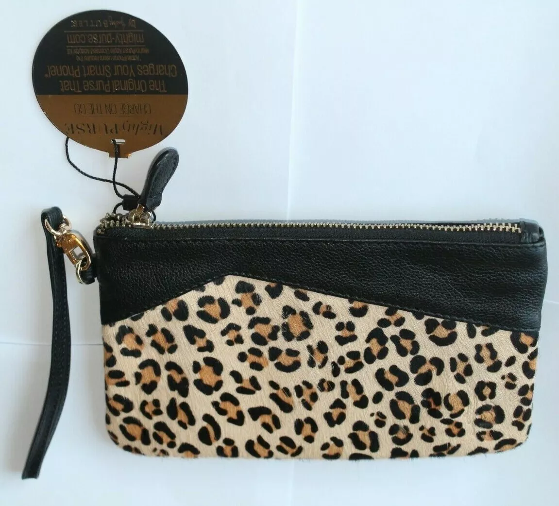 Mighty Purse H Butler Mighty Phone Charger Genuine Leather Faux Leopard fur
