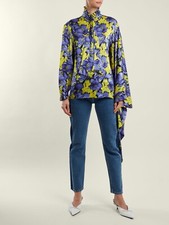 BALENCIAGA Poppy Print Silk Jacquard Shirt Size 42 1593