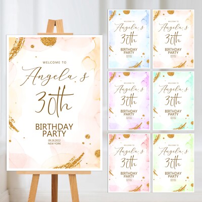 WILLKOMMENSSCHILD DAMEN GEBURTSTAG PARTY PERSONALISIERT POSTER DISPLAY SCHAUMSTOFFPLATTE DRUCK