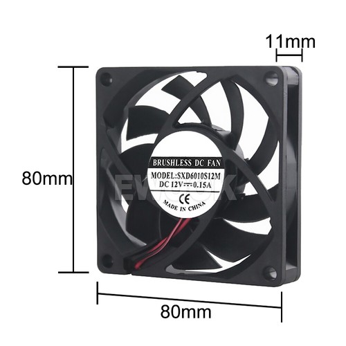 80x80x10mm DC 12V Brushless Silent Computer PC Case Cooling Cooler Fans Black A - Picture 3 of 9