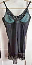 Fantasy lace black blue lined no wire pullover slip dress lace overlay cup L/XL
