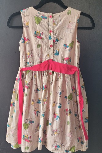 Vintage Joules Christmas Themed Girls Dress Sleeveless Size 9-10 Crinoline GIFT - Picture 5 of 12