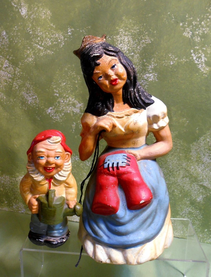 Raro Papel maché alemán de 1930 8 1/2" Blancanieves y siete enanitos - Alemania Foto 4 de 4