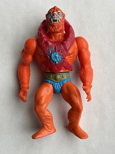 Vtg 1981 MOTU Beast Man He-Man Figure Soft Head Malaysia w/ Chest Protector Belt