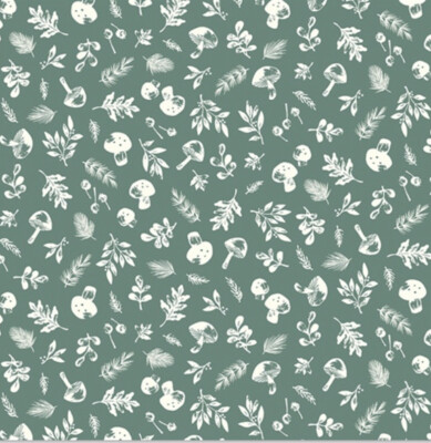 Fat Quarter Riley Blake Yuletide Forest Hagebutte Fliegenpilz 100% Baumwollstoff