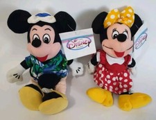 MICKEY MOUSE in Hawaiian Shirt  MINNIE MOUSE Plush Bean Bag 8" NEW NWT
