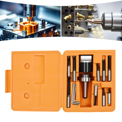 9 Pcs Boring Head Shank Milling M12Thread Head Boring Bar Set 10-125mm