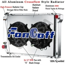 3 Row Radiator&Shroud Fan fit 1980-1984 Ford F150 F250 F350 Bronco 5.0 5.8L 7.5L