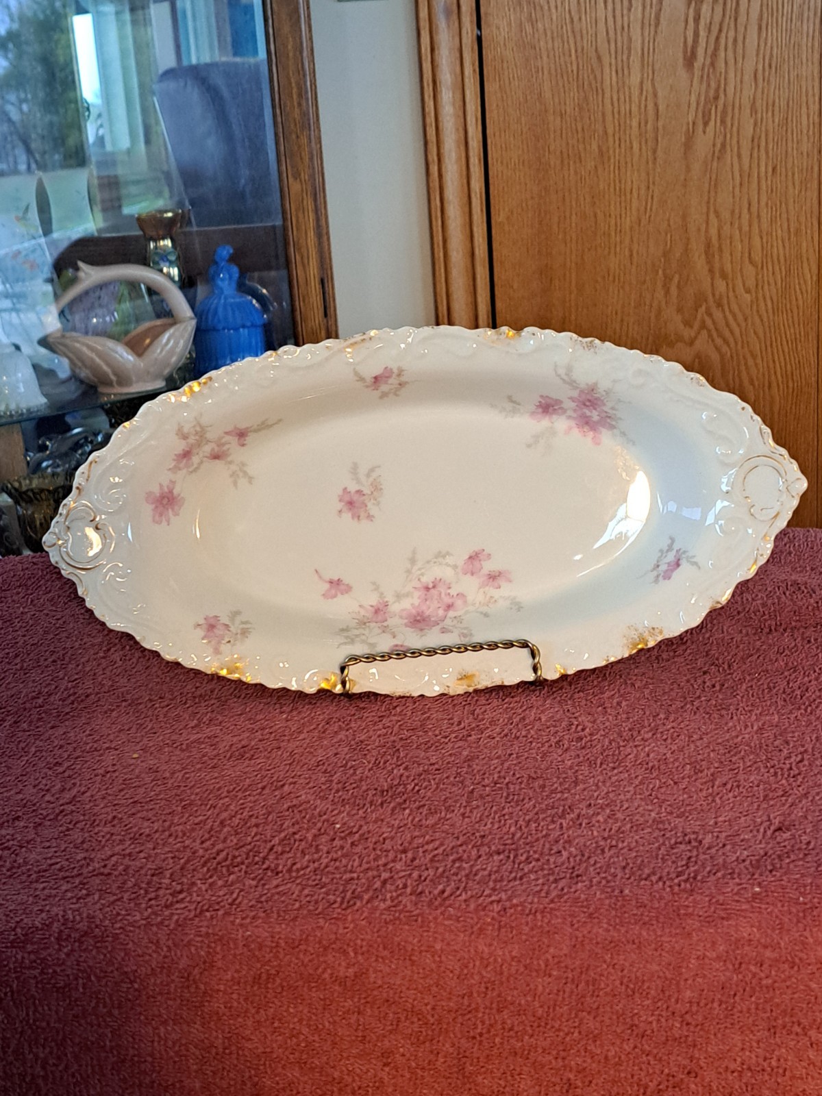 Frankreich CFH/GDM Floral Blossom länglich weiß Porzellan Antik Servierschale