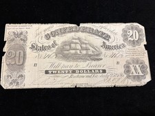 1861 Confederate States of America $20 Twenty Dollars