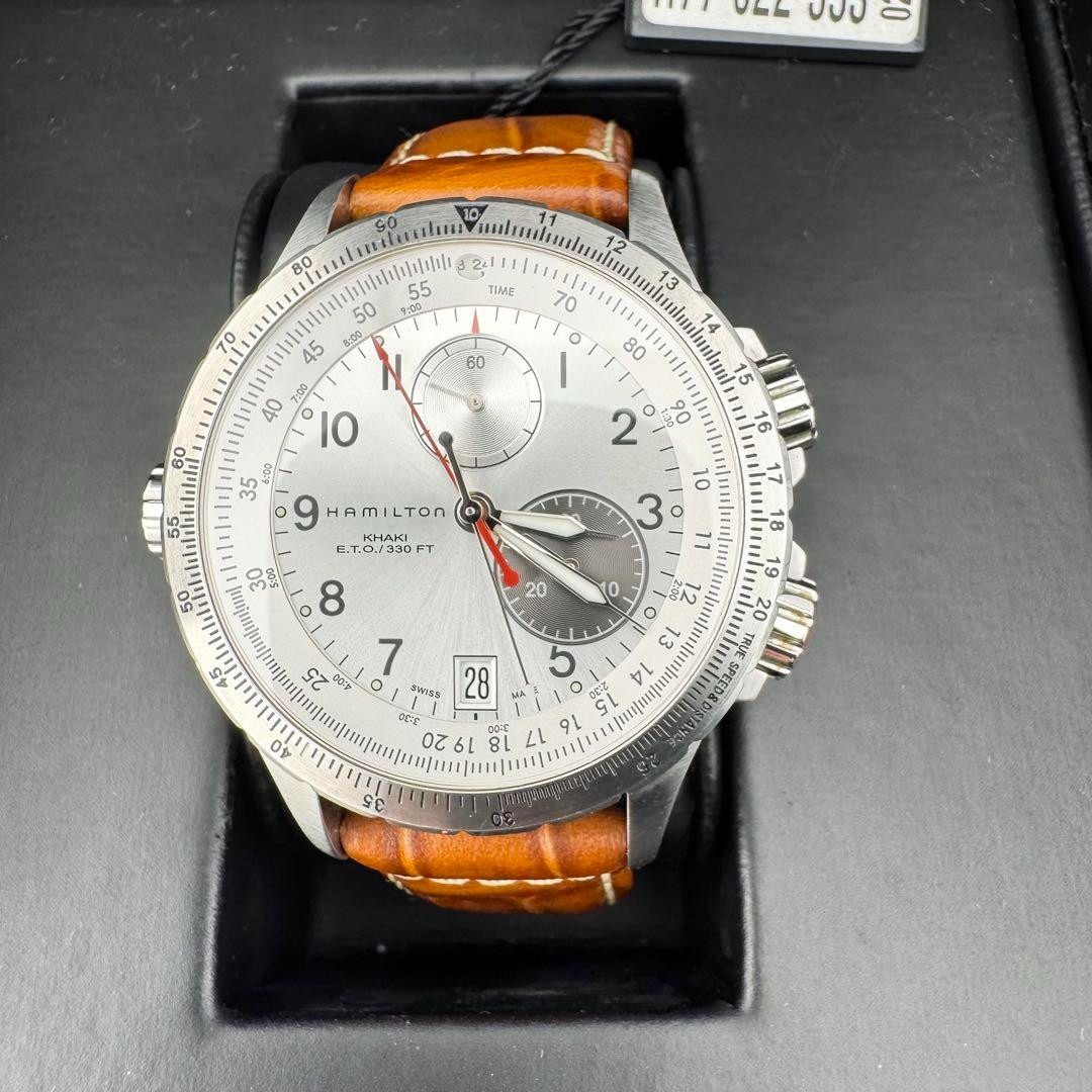 Hamilton Khaki ETO H776220 Silver Quartz Men's Watch Japan Import