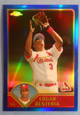 EDGAR RENTERIA 2003 TOPPS CHROME BASEBALL Blue REFRACTOR PARALLEL SP22/699 #50