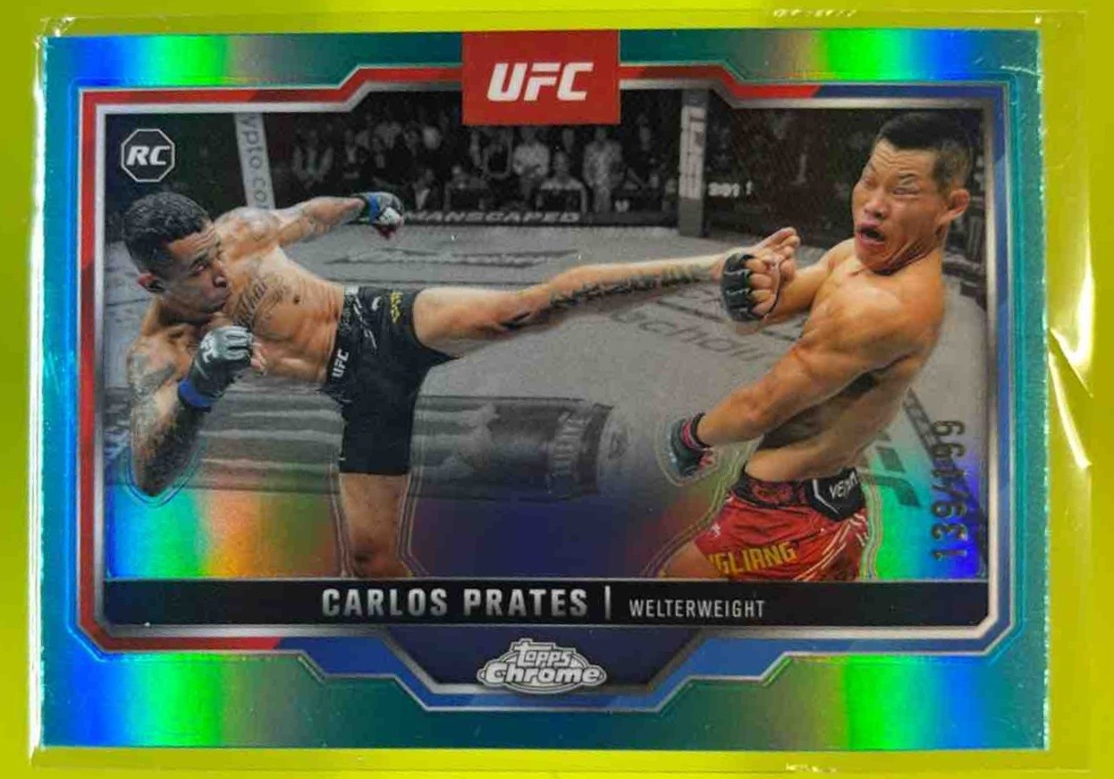2025 Topps UFC Chrome Carlos Prates Aqua Refractor /199 #40 RC