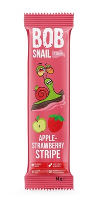 Bob snail przekąska stripe jabłko  truskawka bez dodatku cukrów bezglutenowa 14 