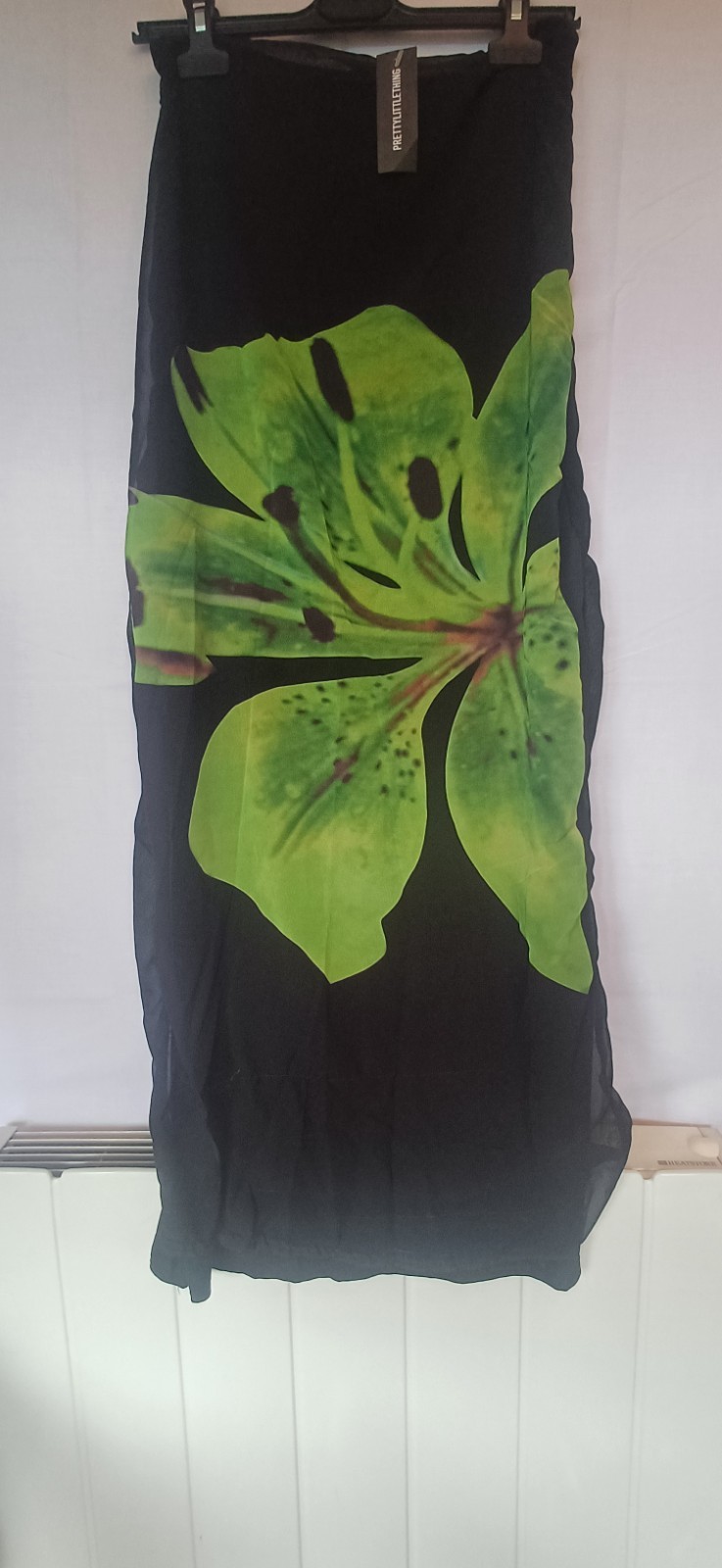 PLT Black Floral Chiffon Maxi Skirt in Size 4