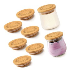 Oui Yogurt Jar Lids 6-Piece Set Bamboo Sealed Airtight Storage Lids