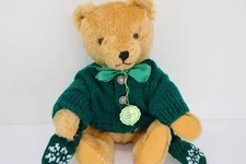 12" Vtg German Original Hermann Christmas Teddy Bear w/ Growler Fully Jointed