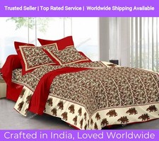 Rajasthani Jaipuri Printed Cotton Double Bed Sheet With 2 Pillow Cover 90x108