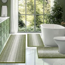 BSICPRO Bathroom Rugs Set 3 Piece U-Shaped Sage