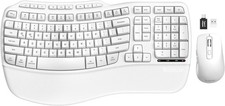 White Ergonomic Wireless Keyboard and Mouse Combo, 2.4G Full Size Ergo Wave K...