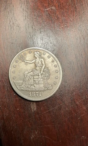 1874 CC Silver United States Trade Dollar -Extra Fine Details-RARE Carson City