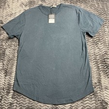 Buck Mason Curved Hem Pima Cotton Crew Tee Shirt Mens size Small Ink Blue NWT