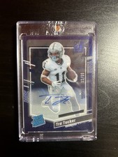 2023 Panini Clearly Donruss Rated Rookie Auto Blue #87 Tre Tucker 03/99 Raiders