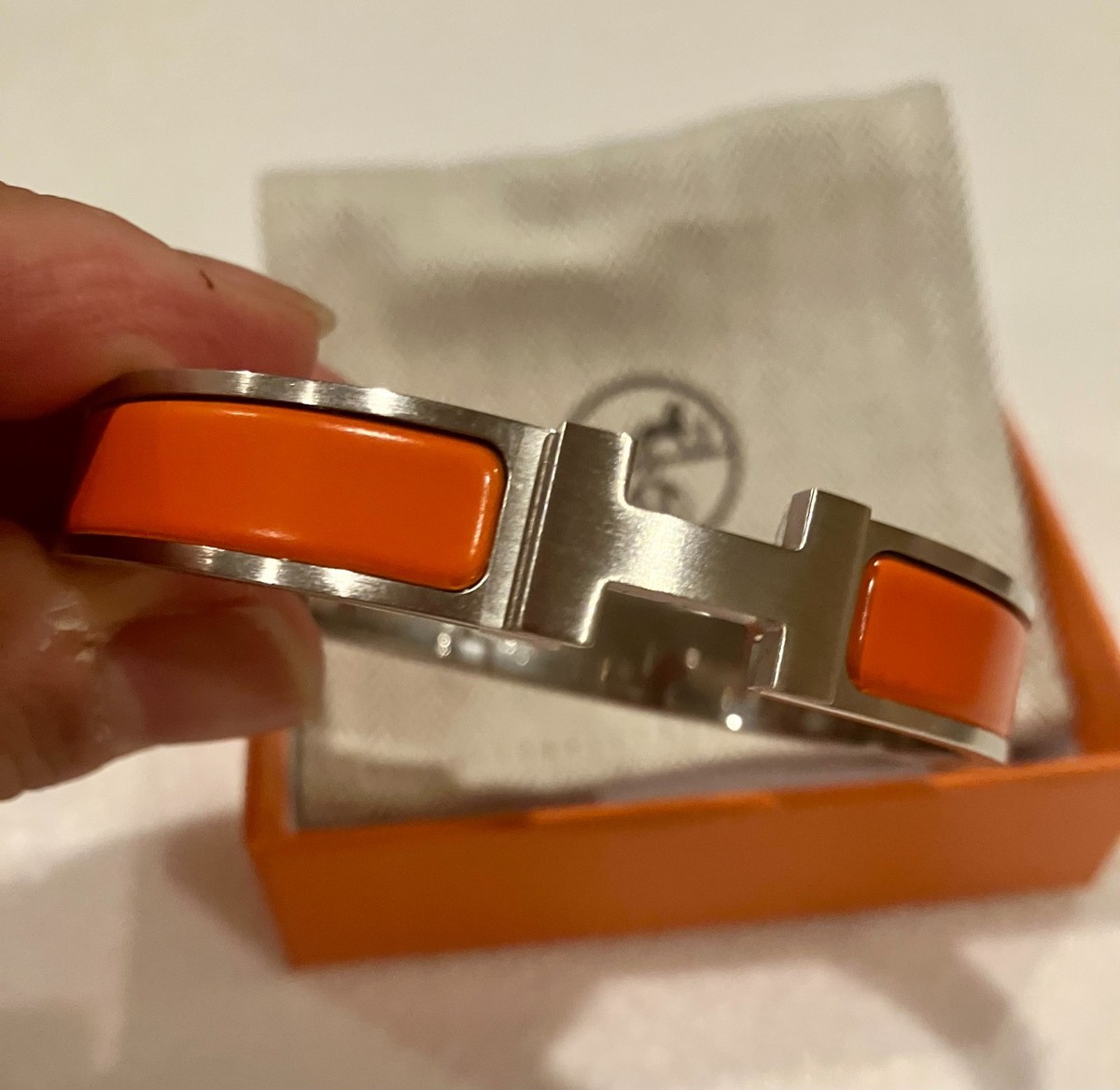 HERMES CLIC H MENS BRACELET (T6) - ORANGE - EXCELLENT CONDITION | eBay